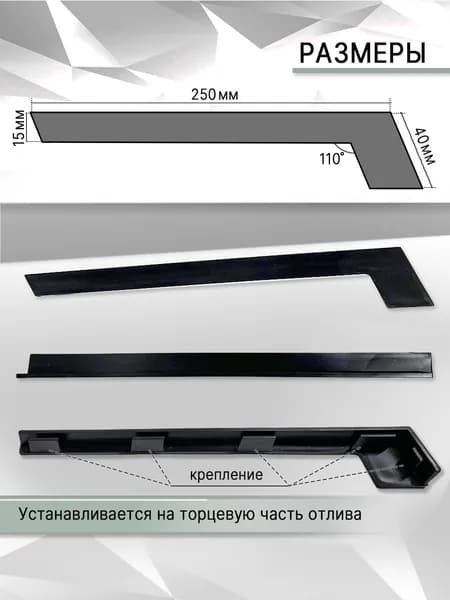 Торцевая накладка (заглушка) на отлив оконный, черная RAL 9005