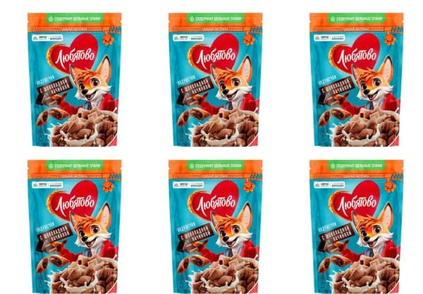 Любятово Готовый завтрак Подушечки с шоколадной начинкой, 40гр, 6 уп
