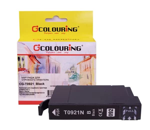 Картридж для струйного принтера T0921 Colouring для принтеров Epson Stylus T26/T27/C91/TX106/TX109 и др., цвет черный