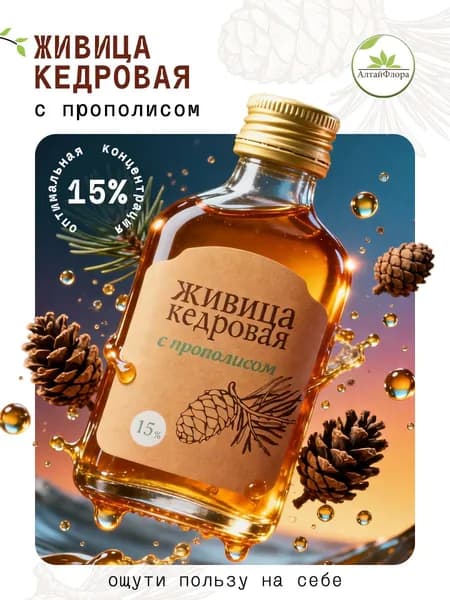 Живица кедровая с прополисом 15% 100 мл Алтайфлора