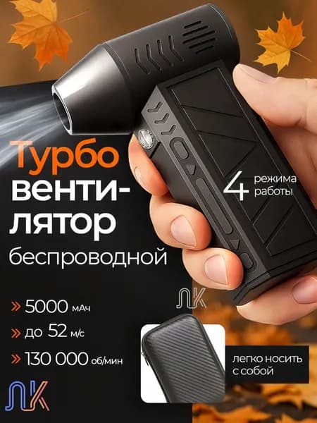 Инновационный портативный вентилятор /зарядка через USB /130 000 оборотов в минуту /скорость ветра 52 метра в секунду / многофункциональный, подходит для дома, автомобиля, улицы и т.д.
