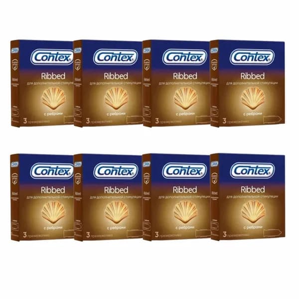 Презервативы Contex Ribbed 24 шт. (набор из 8 упаковок по 3 шт.)