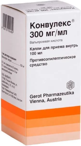 Конвулекс, капли 300 мг/мл, 100 мл
