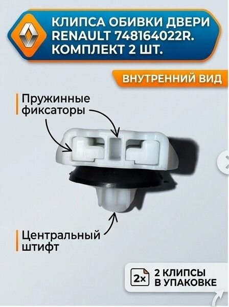 Клипса обивки двери RENAULT 748164022R, комплект 2 шт