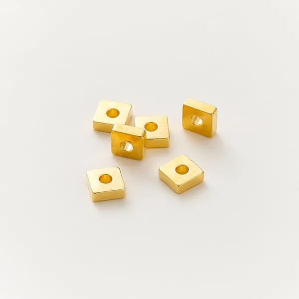 Металлические квадратные бусины, медь, цвет золота 18k, 2 мм, 100 шт.