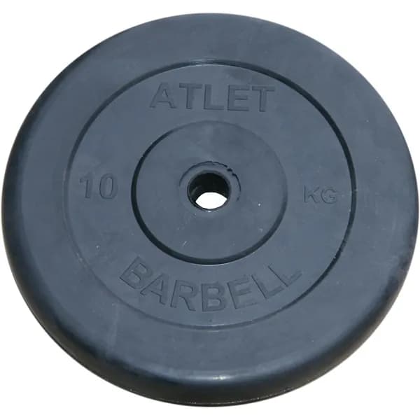 Диск MB Barbell Atlet для штанги и гантелей 10 кг, с резиновой втулкой, посадочный диаметр 31 мм