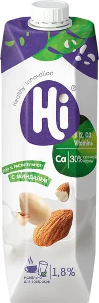 Напиток растительный HI с миндалем 1,8%, 1000мл2шт