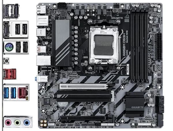 Мат.плата AM5 B850M DS3H Gigabyte (4xDDR5/4xSATA/2xM.2/2xPCI-Ex16/HDMI+DP/7xUSB+2xType-C)