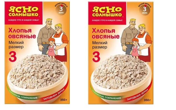 Ясно солнышко Хлопья Овсяные № 3, 350 г