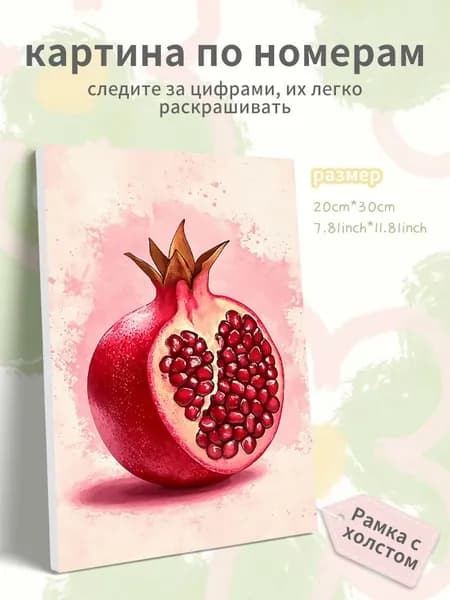 Картина по номерам на холсте с подрамником 20х30 "гранат"