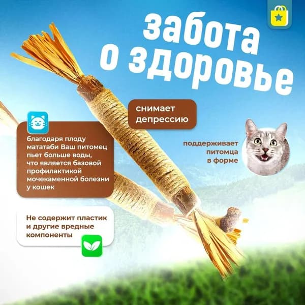 Натуральная долгоиграющая игрушка для кошек, полезное лакомство Мататаби для зубов