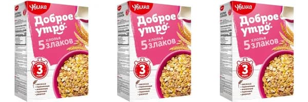 Увелка Хлопья Овсяные 5 Злаков, 350 г, 3 уп
