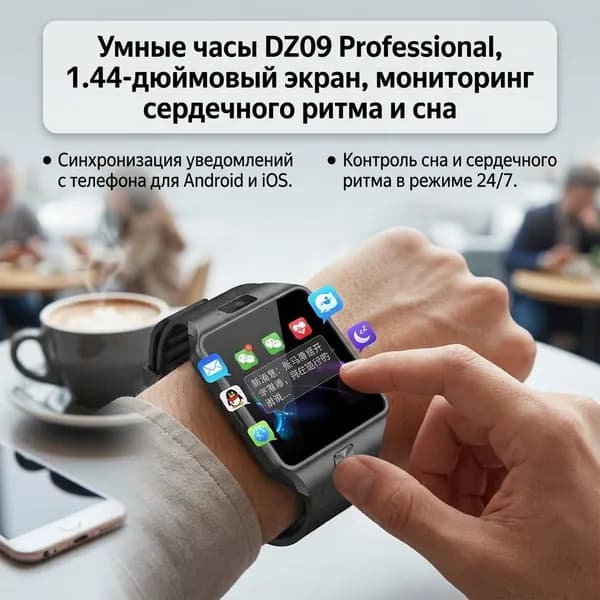 DZ09 Умный браслет с экраном 1.44 дюйма 1 шт