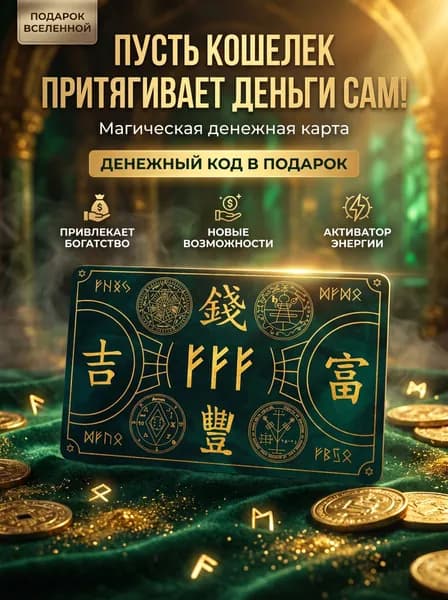 Денежная карта Феху зелёная. Амулет на деньги. Денежный талисман в кошелек. Оберег