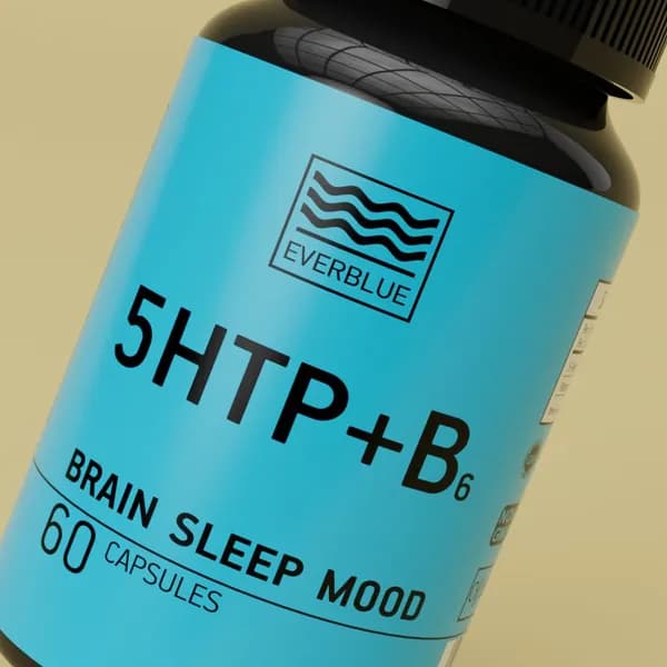 Витаминный комплекс 5-HTP 200 MG + Витамин B6 ("5-HTP + Vitamin B6") Экстракт гриффонии 5 HTP 100 мг + витамин B6 (5 штп, 5 гидрокситриптофан) от EVERBLUE (Швейцария)