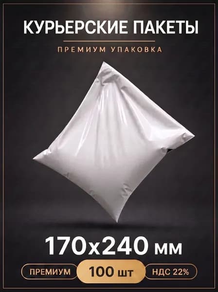 Курьерский почтовый пакет 170х240 +40 мм, 100 штук