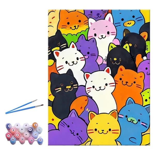 Картина по номерам на холсте с подрамником, "Коты. Кошки", 15х20 см