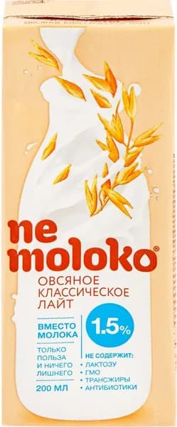 Напиток овсяный NEMOLOKO Классический лайт, 200мл10шт