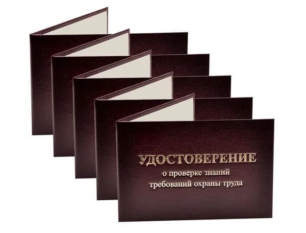 Удостоверение бордовое. С оттиском "УДОСТОВЕРЕНИЕ о проверке знаний требований охраны труда". Без форзацев. 5шт