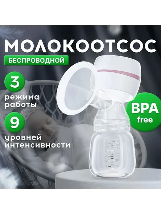 Молокоотсос электрический беспроводной мощный Белый