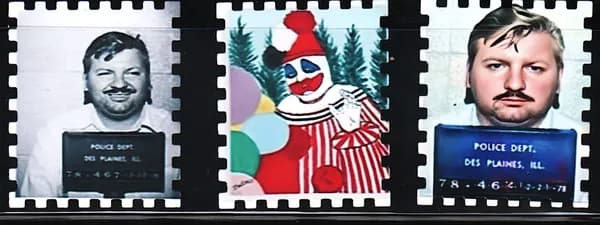 Джон Уэйна Гейси (John Wayne Gacy) Клоун-убийца. Фантазийные почтовые марки серийные убийцы