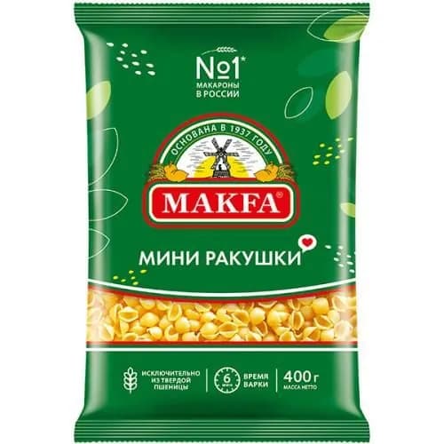 Makfa Макароны Мини ракушки, 400 г