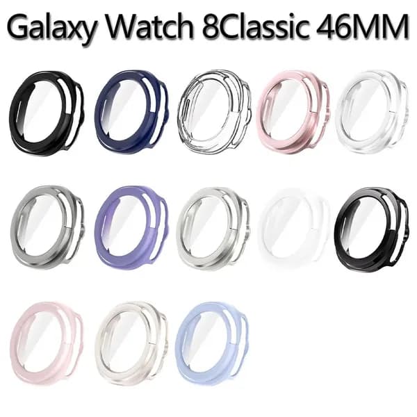 PC + стеклянный защитный корпус совместимые Samsung Galaxy Watch 8 Classic 46 мм