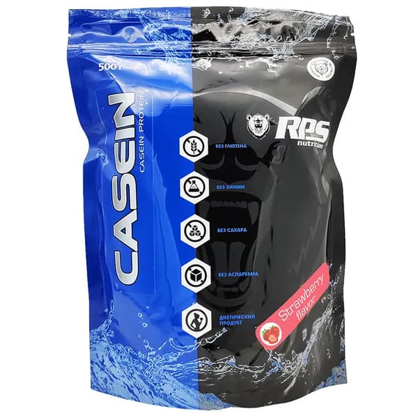 RPS Nutrition Casein Protein - 500 грамм, клубника (16 порций)