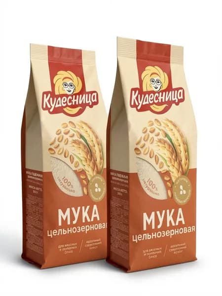 Мука цельнозерновая Кудесница, 2 шт по 500 г