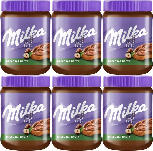 Паста Milka шоколадно-ореховая, комплект: 6 упаковок по 350 г