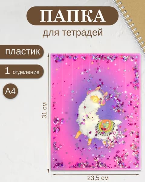 Папка для школьных тетрадей пластиковая "АЛЬПАКА" А4 1 отделение, внутренние папки-уголки