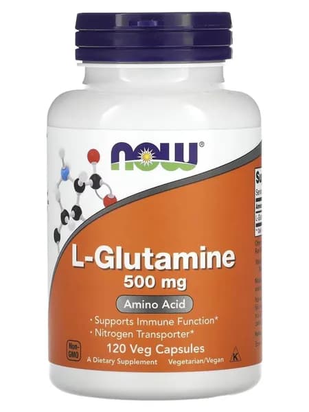 Глютамин в капсулах NOW Foods L-glutamine 500 мг, 120 вегетарианских капсул