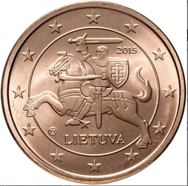 Монета 5 евроцентов. Литва. 2015 г.в. Рыцарь