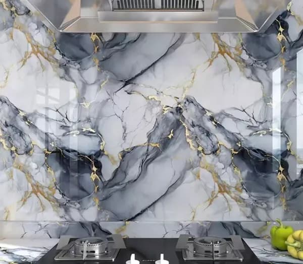 Эксклюзивные моющиеся обои для кухни 30x30 см с фольгой, 10 самоклеющихся панелей