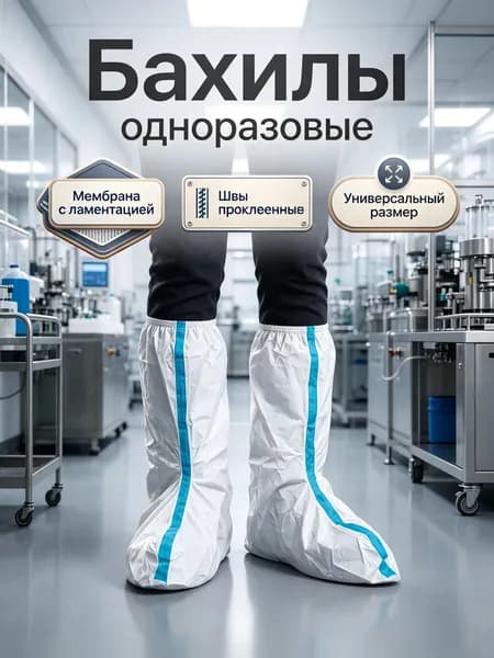 Бахилы защитные одноразовые(1 пара),для работы,для маляра,для производства,химзащита 60 г/м2