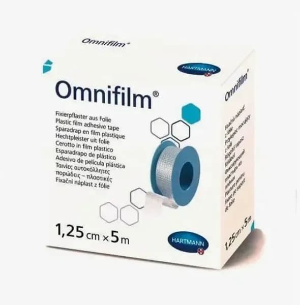 Пластырь Омнифилм (Omnifilm) 1,25 на 5 метров, фиксирующий влагостойкий прозрачный для чувствительной кожи на катушке
