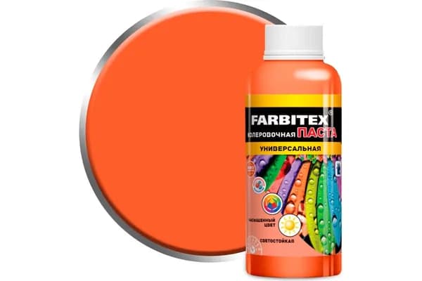 Колеровочная паста Farbitex универсальная, коралл, 0.1 л