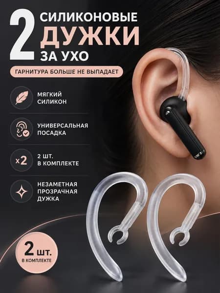 Дужка за ухо для Bluetooth-гарнитуры 2 шт силиконовый заушник от выпадения, прозрачный