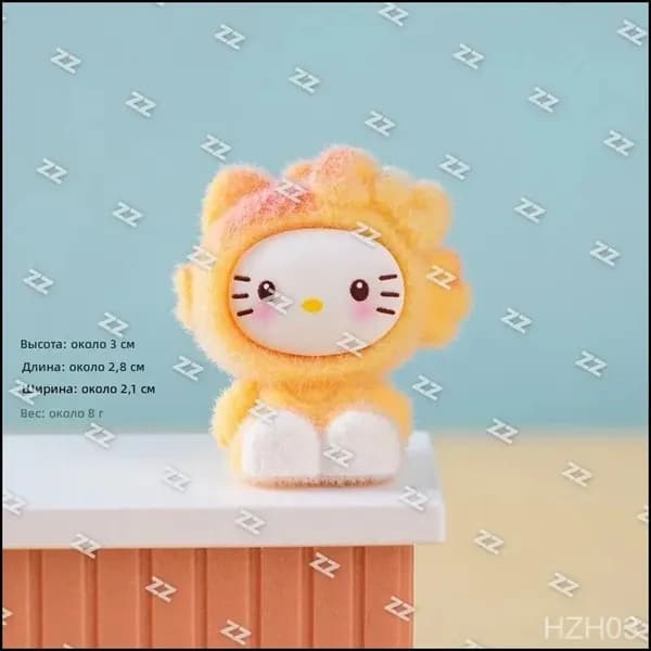 Сидячая фигурка карпа в стиле Hello Kitty из смолы с флокированием, желтая