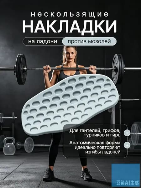 Накладки на ладони, силиконовые, серые,для турника или гантелей