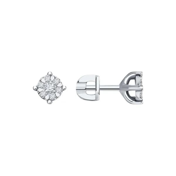 Серьги из белого золота DIAMANT-ONLINE с бриллиантом 585 пробы