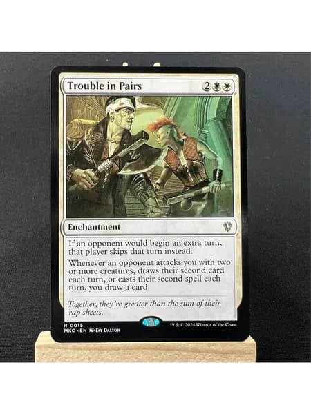 Эксклюзивные карты Magic: Trouble in Pairs, Chatterfang Borderless Foil, Skullclamp Surge Foil + защитный чехол