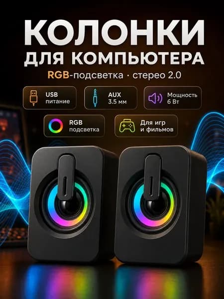Колонки для компьютера ноутбука проводные 6Вт