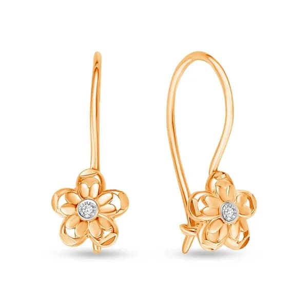 Серьги детские с фианитами из красного золота 375 пробы 585GOLD