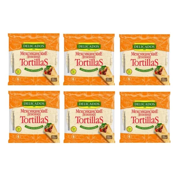 Delicados Тортильи пшеничные, 10-дюймов, 6 шт. в упаковке, 400 г , 6 шт.