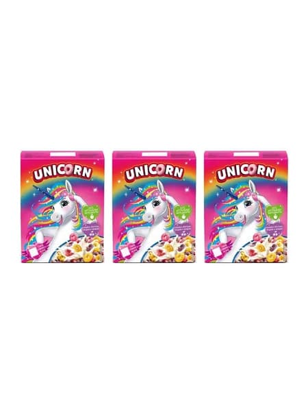 Unicorn Готовый завтрак Радужные колечки с фруктовым вкусом, 195 г, 3 шт