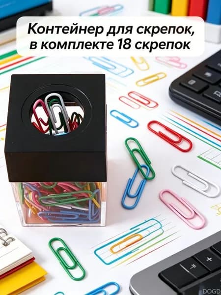 Магнитный держатель для скрепок, креативный, 1 шт, с 18 скрепками, для офиса и школы
