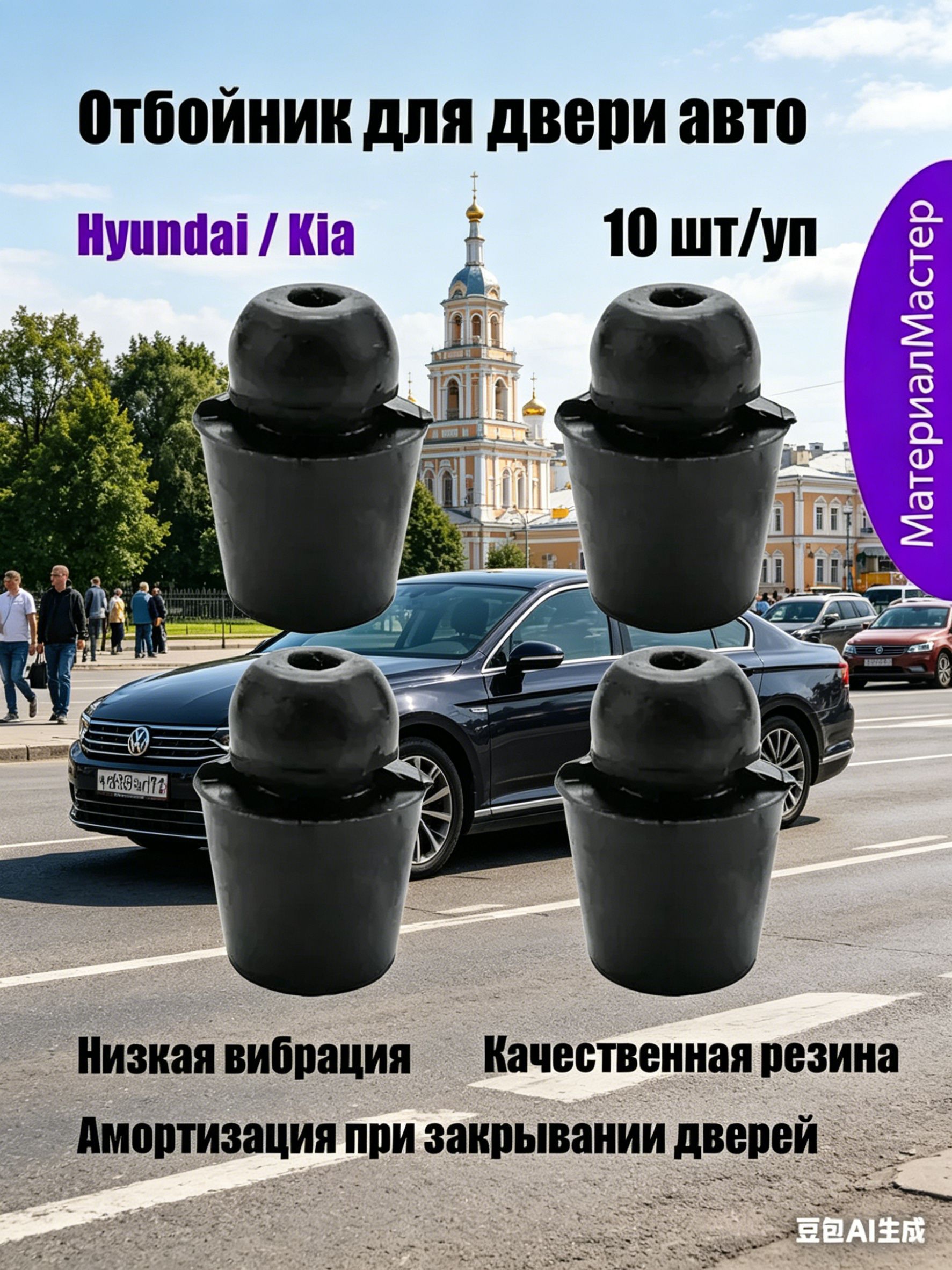 Отбойник для двери автомобилей Hyundai / Kia - 10 шт, Демпфер / амортизатор для дверей резиновый автомобильный