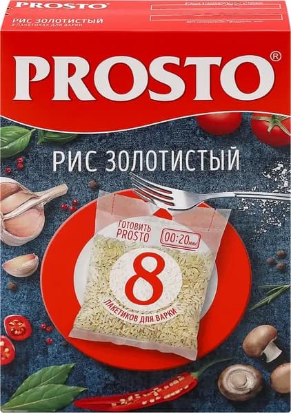 Рис PROSTO Золотистый 1-й сорт, в пакетиках, 8х62, 500г