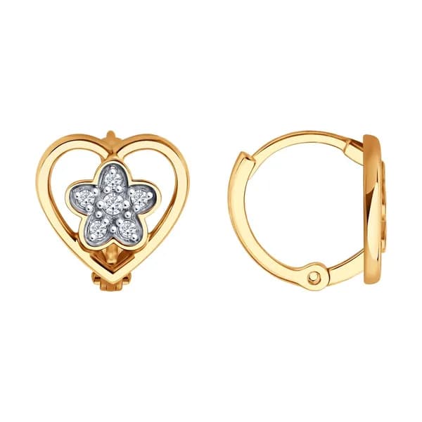 Золотые серьги DIAMANT-ONLINE с фианитом 585 пробы